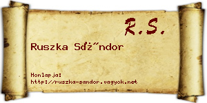 Ruszka Sándor névjegykártya
